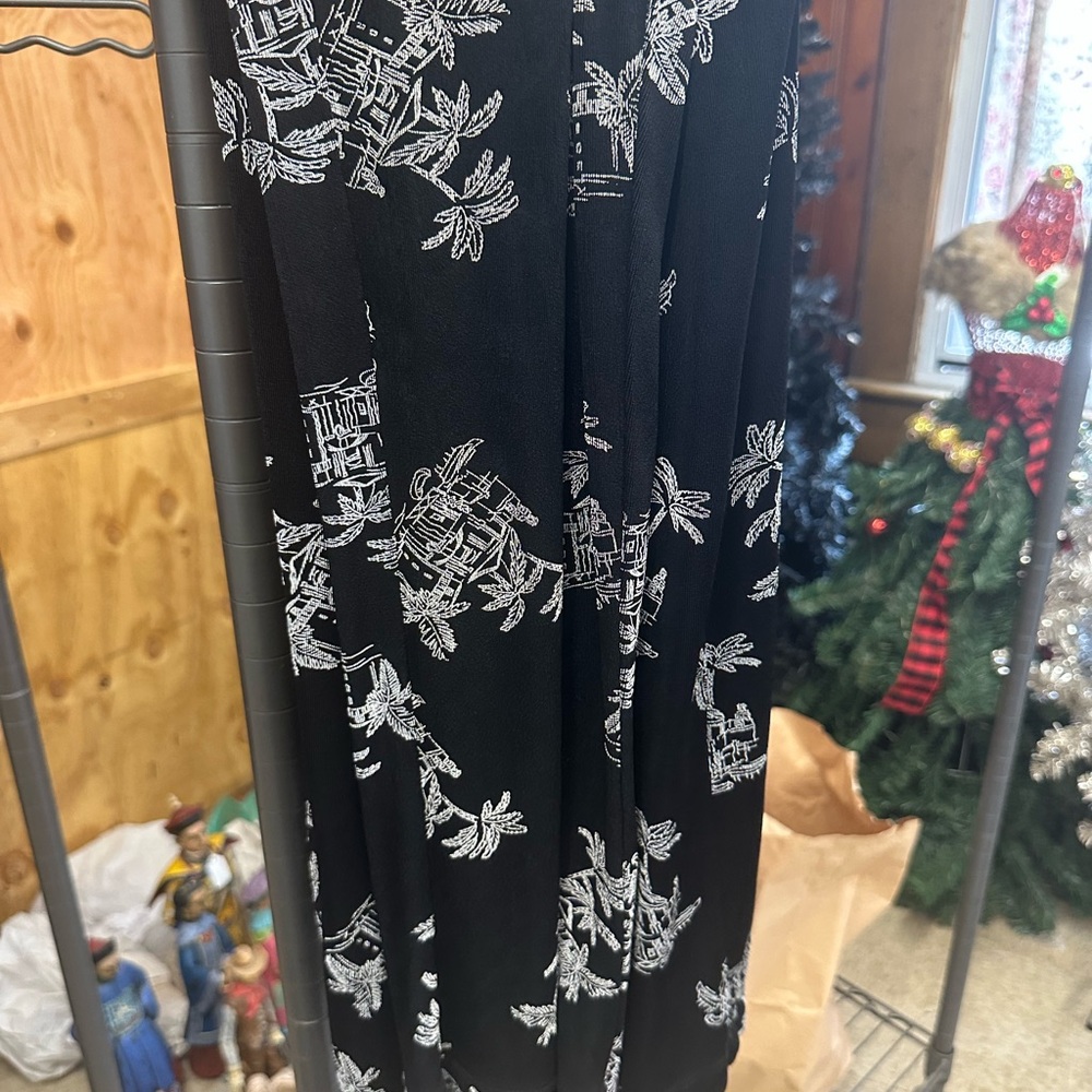 Black and White Palm Tree Print Pants